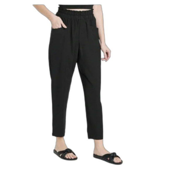 297  New Day Black Tapered Ankle Pants Women’s Pull-On High Waist Rayon Blend - Picture 1 of 6